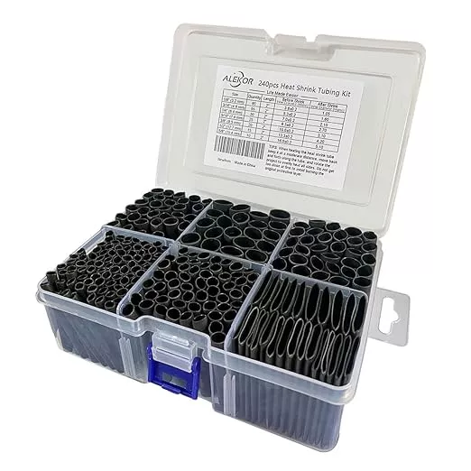Heat Shrink Tubing Kit - 3:1 Ratio Adhesive Lined, Marine Grade Shrink Wrap Industrial Heat-Shrink Tubing - 240 PCS