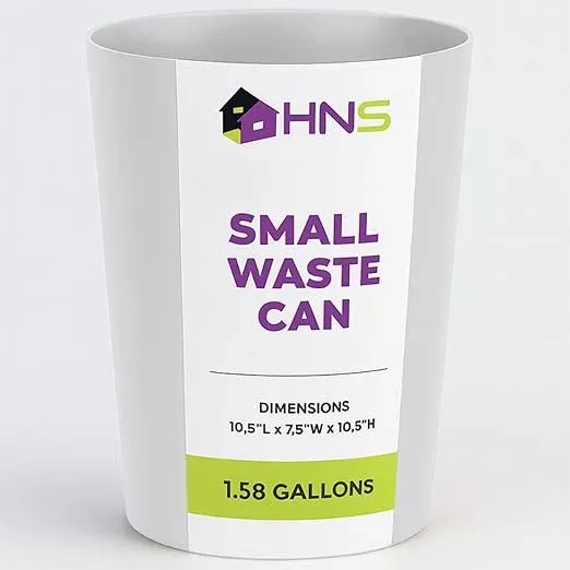 HOLDN’ STORAGE Small Trash Can - 1.58 Gallon Open Top Waste Bin, Compact Waste Can Perfect for Bathroom, Kitchen, Office, Dorm - Durable Garbage Can - Grey