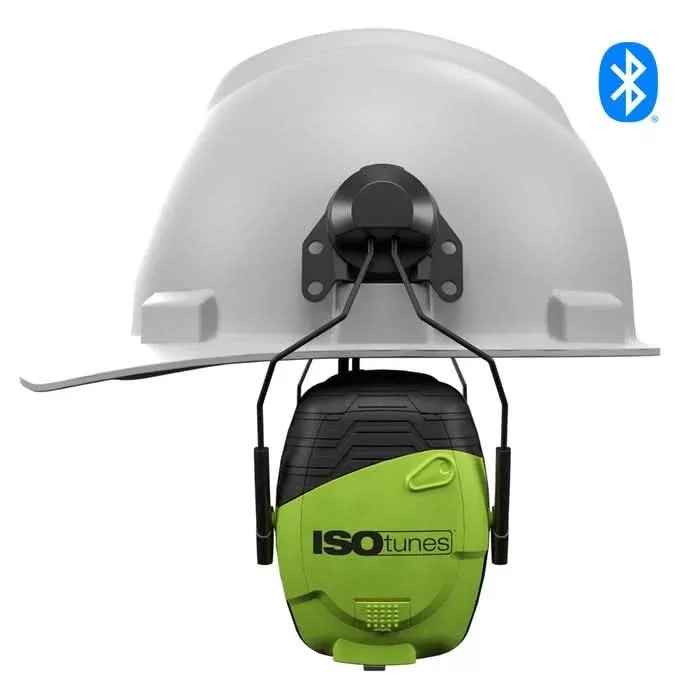 ISOTunes IT-95 LINK Aware Helmet Mount Earmuff w/ Ambient Listening Technology, Safety Green