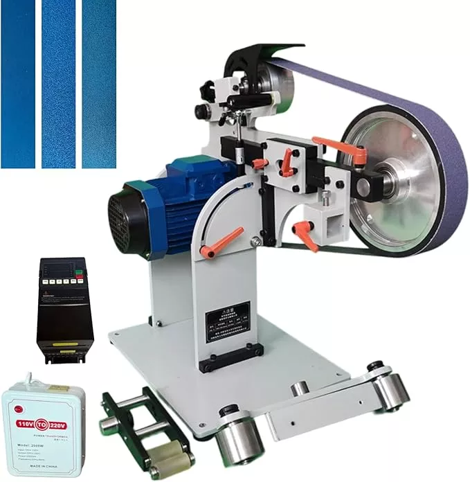 JLD 2 * 72-82Belt Grinder Sander, equipped with 2.2KW VFD, three sets of grinding heads, and 3 zirconia corundum sand belts (60 100 180) compatible with 2 * 72 sand belts