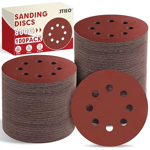 JTIEO 5 Inch Sanding Discs – 100 PCS 800 Grit Sandpaper Assortment, Hook & Loop Orbital Sander Pads, Round Sanding Pads for Random Orbital Sanders