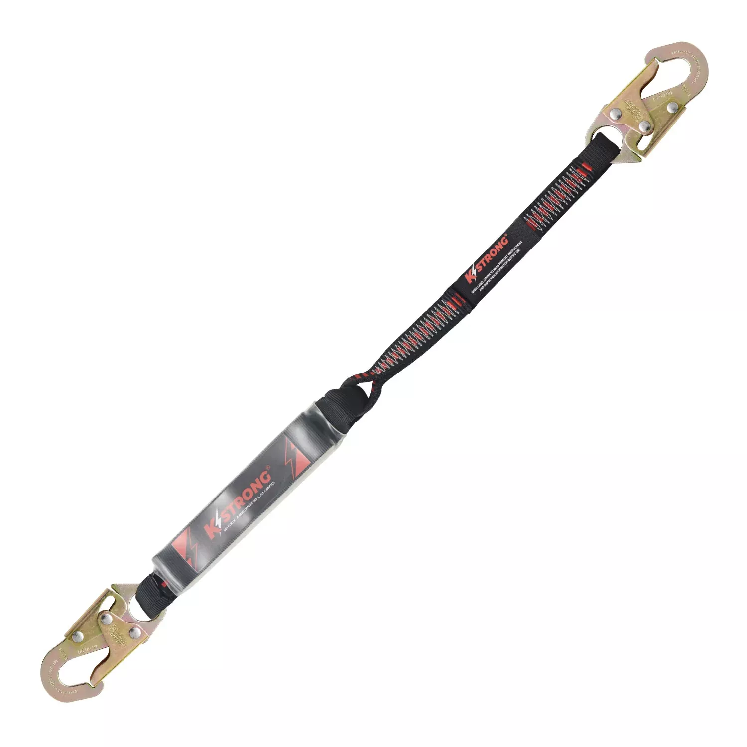 K Strong 3' Clear Pack Design Shock Absorbing Lanyard with Snap Hooks UFL201101(03)