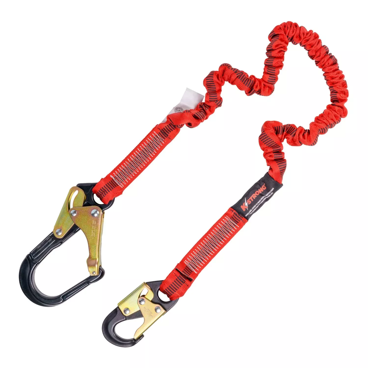 K Strong 4.5 - 6' Elasticated Design Shock Absorbing Lanyard with Snap Hook and Rebar Hook UFL206111