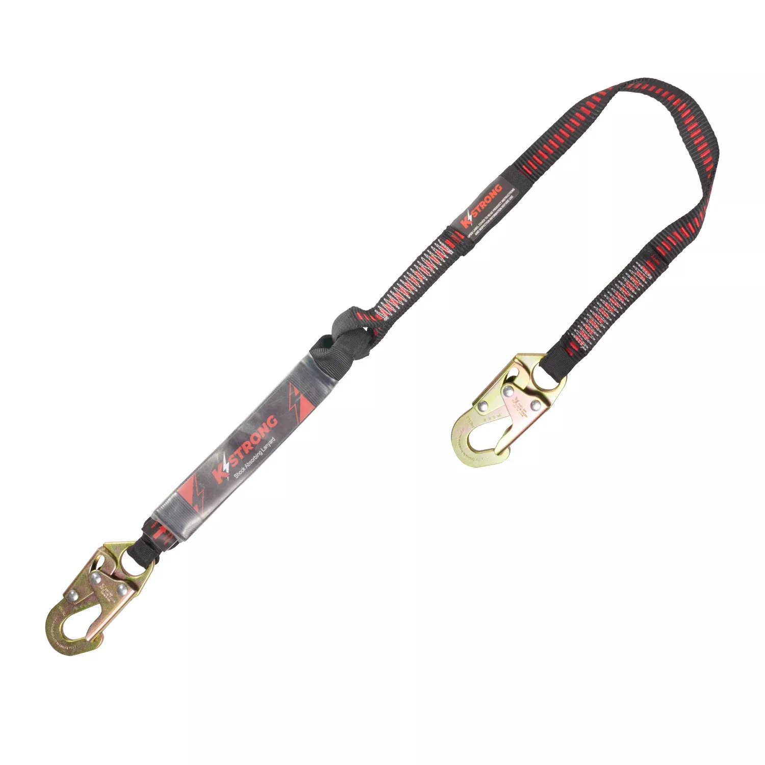 K Strong 4' Clear Pack Design Shock Absorbing Lanyard with Snap Hooks UFL201101(04)