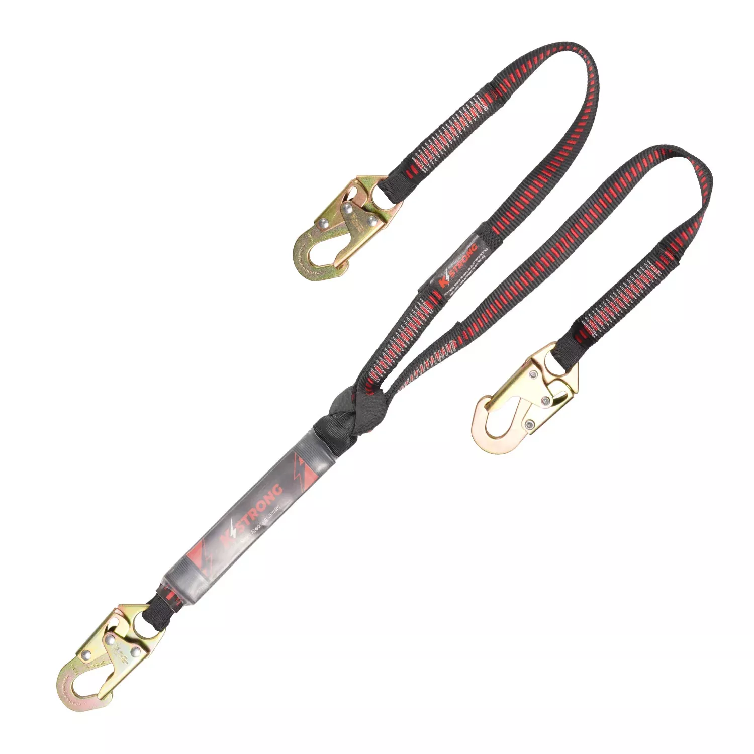 K Strong 4' Twin Leg 100% Tie-off Clear Pack Design Shock Absorbing Lanyard with Snap Hooks UFL201121(04)