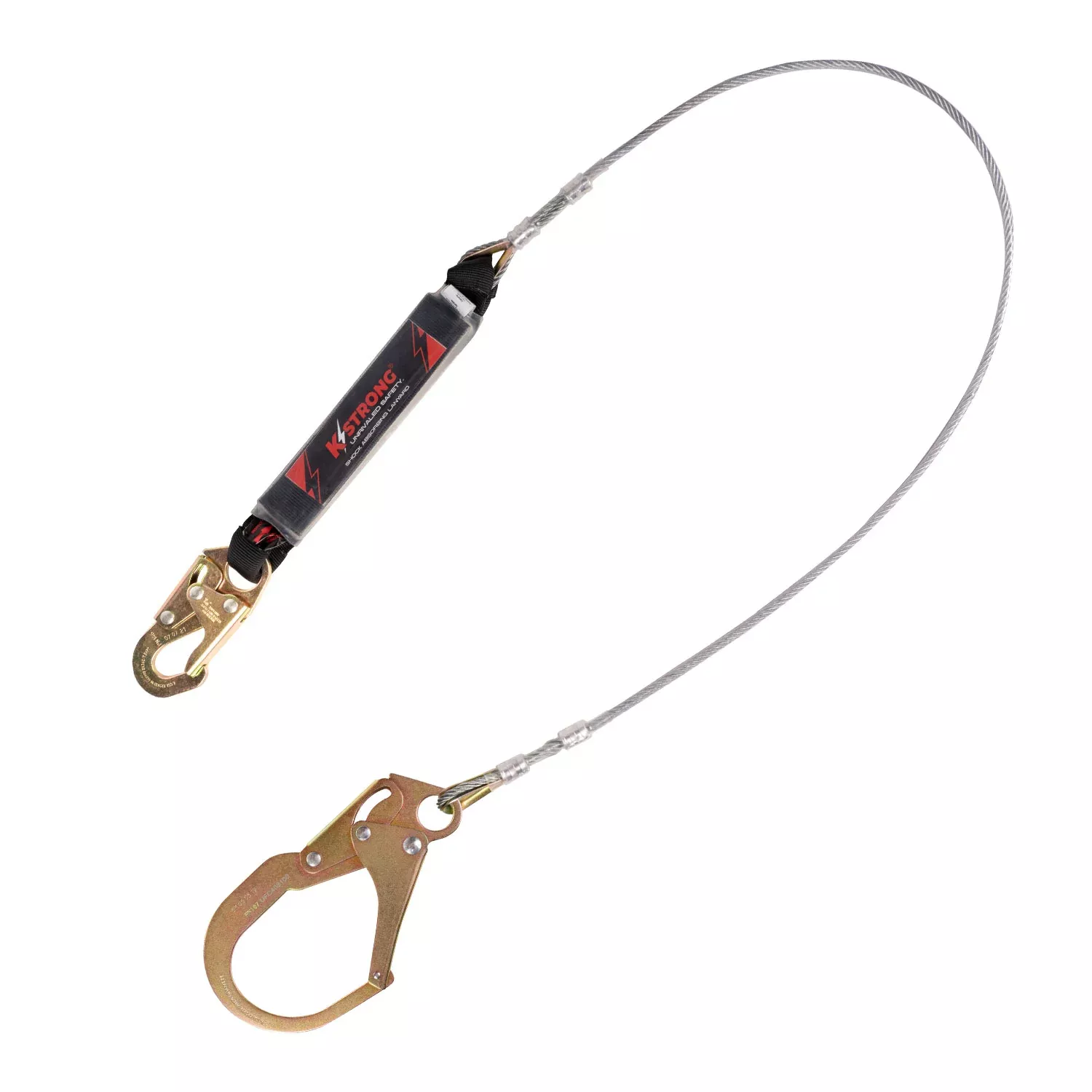K Strong 6' Leading Edge Rated Clear Pack Design Shock Absorbing Coated Wire Lanyard with Snap Hooks UFL201601