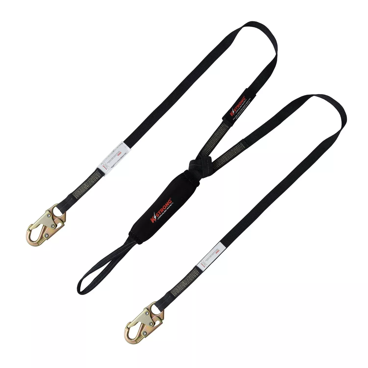 K Strong 6' Twin Leg 100% Tie-off Arc Flash Rated Shock Absorbing Lanyard with Loop and Snap Hooks UFL201750