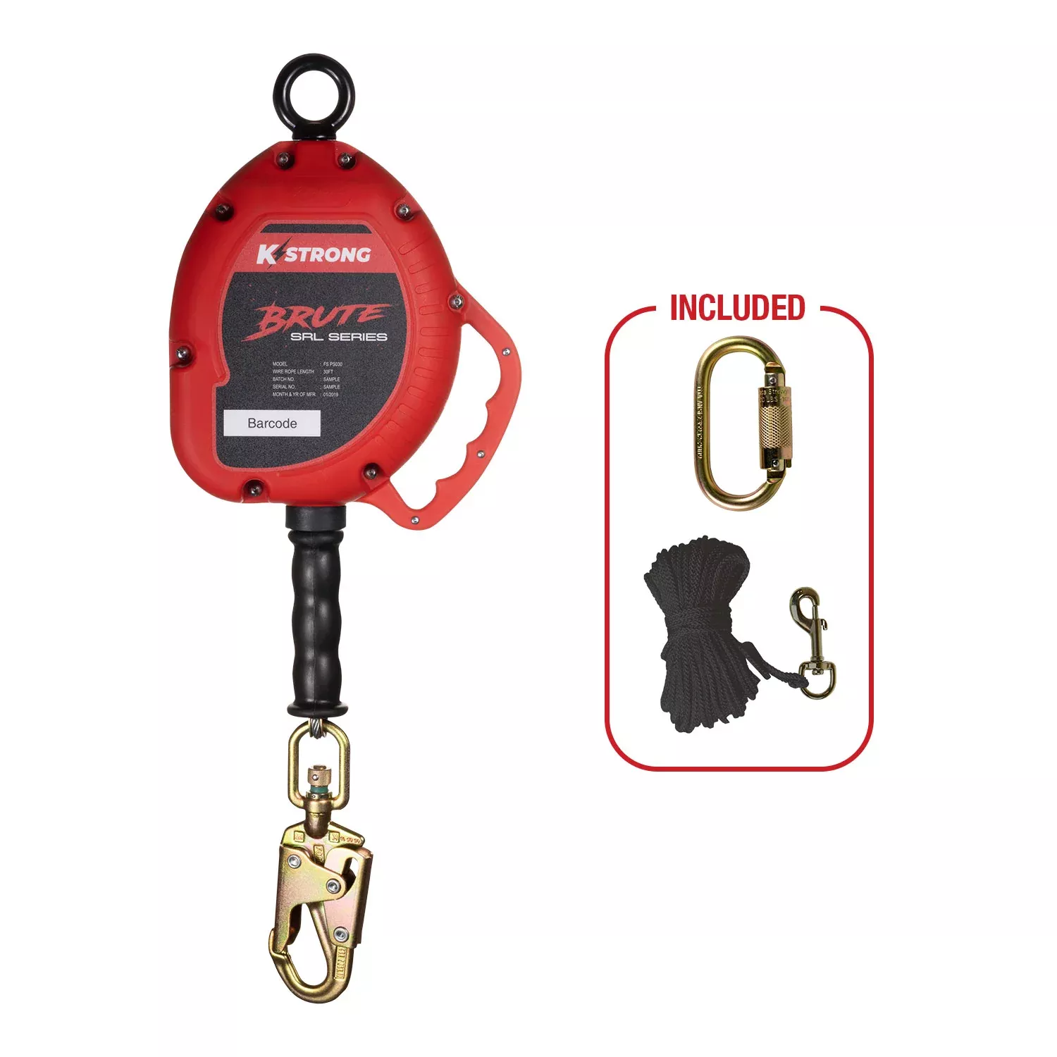 K Strong BRUTE 30' Galvanized Steel Cable SRL with Swivel Snap Hook UFS310030