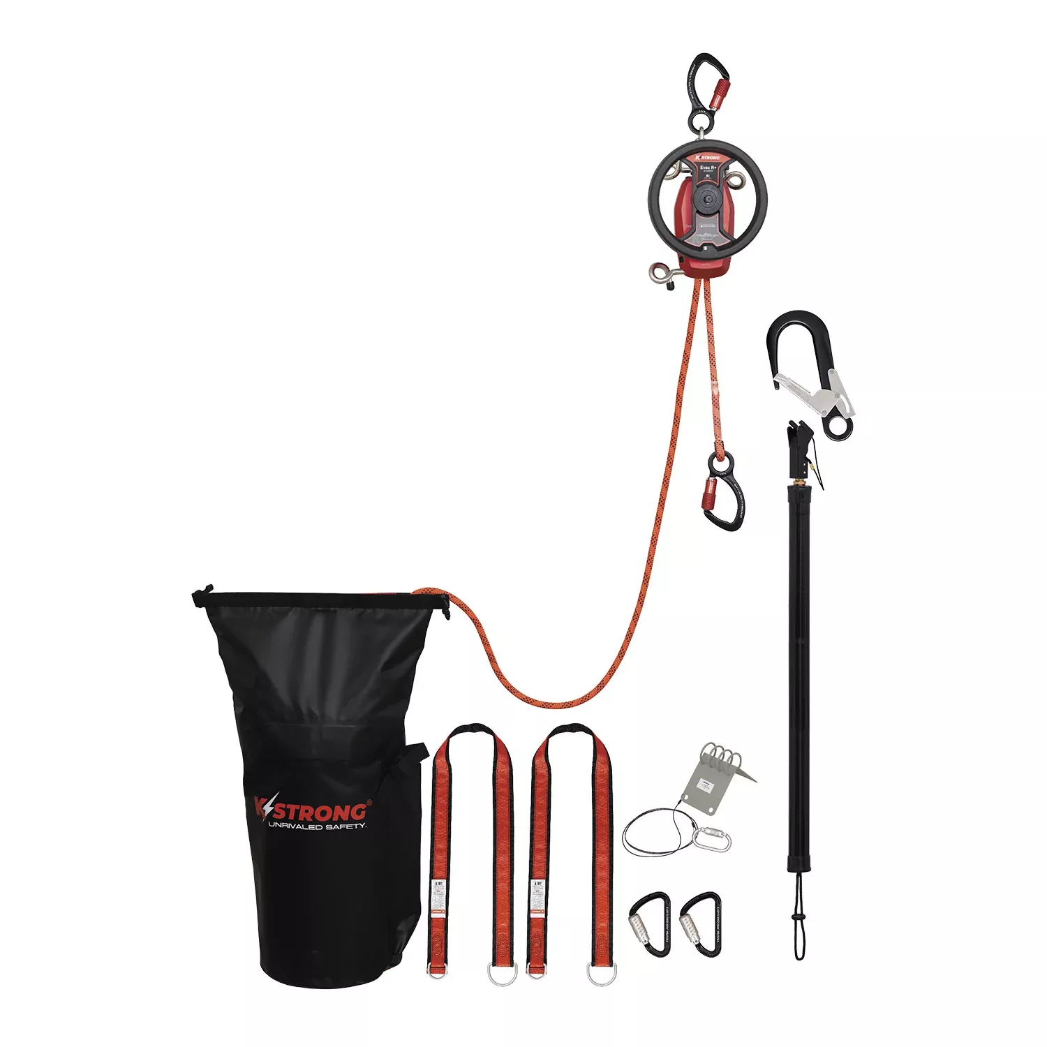 K Strong EVAC-R+ Full Rescue Kit with 150' Kernmantle Rope and Hexagon Connector Drill Attachment UFX209070(150)