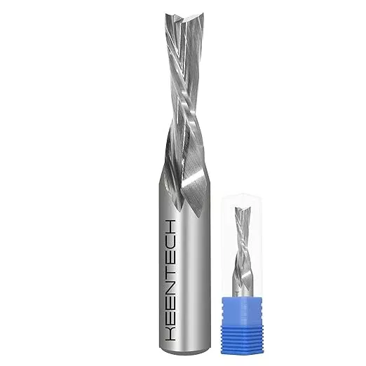 KEENTECH 1/2" Shank Downcut 2 Flute Flat Tip Sprial Router Bit for CNC Router Machine, 1/2" Cutting Diameter, 1-5/8" Cutting Depth, for Wood Cutting, Custom Furniture, Slot Mortise, Engraving