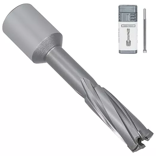KEENTECH Carbide-Tipped Annular Cutter, 1/2" Diameter x 2" Depth, 3/4" Weldon Shank (2 Flat), High Speed Cutting TCT Mag Drill Bit with Pilot Pin for Harder Material, Stainless Steel, Cast Iron
