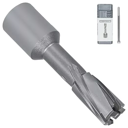 KEENTECH Carbide-Tipped Annular Cutter, 9/16" Diameter x 1-3/8" Depth, 3/4" Weldon Shank (2 Flat), High Speed Cutting TCT Mag Drill Bit with Pilot Pin for Harder Material, Stainless Steel, Cast Iron