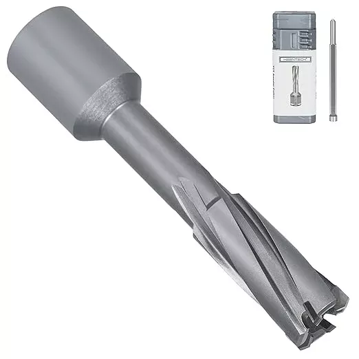 KEENTECH Carbide-Tipped Annular Cutter, 9/16" Diameter x 2" Depth, 3/4" Weldon Shank (2 Flat), High Speed Cutting TCT Mag Drill Bit with Pilot Pin for Harder Material, Stainless Steel, Cast Iron