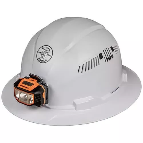 Klein 60407 Hard Hat, Vented Brim w/Headlamp