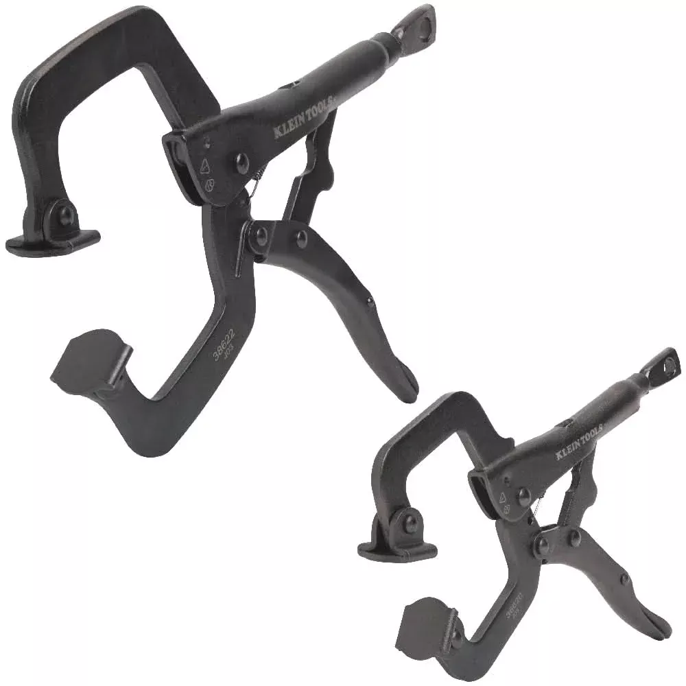 Klein Tools 38662 2-Piece C-Clamp Locking Pliers with Swivel Jaws Set, 6- and 11-Inch