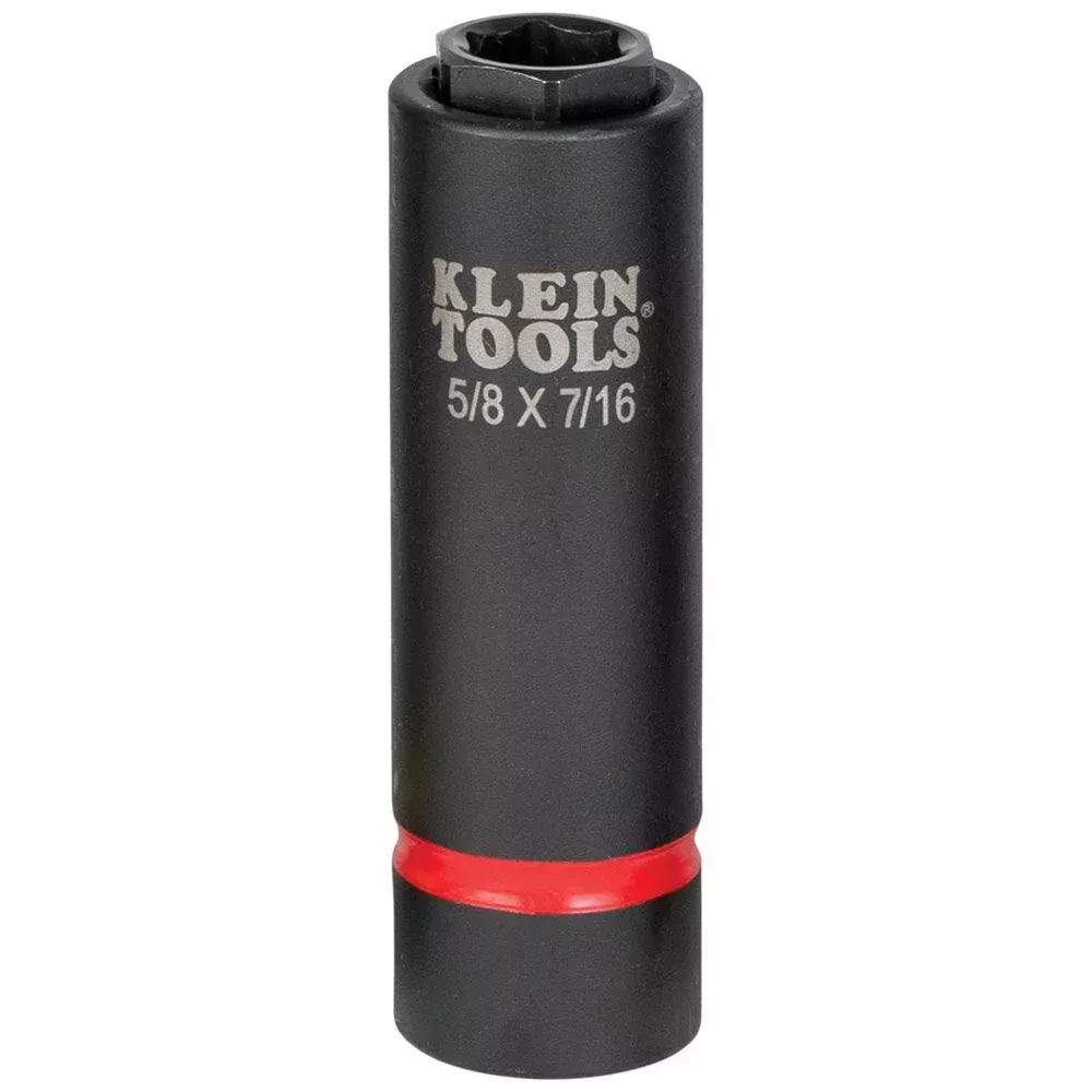 Klein Tools 66062 2-in-1 Deep Impact Socket, 6-Point 5/8-Inch and 7/16-Inch Hex Socket, Use with Impact Wrenches BAT20-CW, BAT20-CW