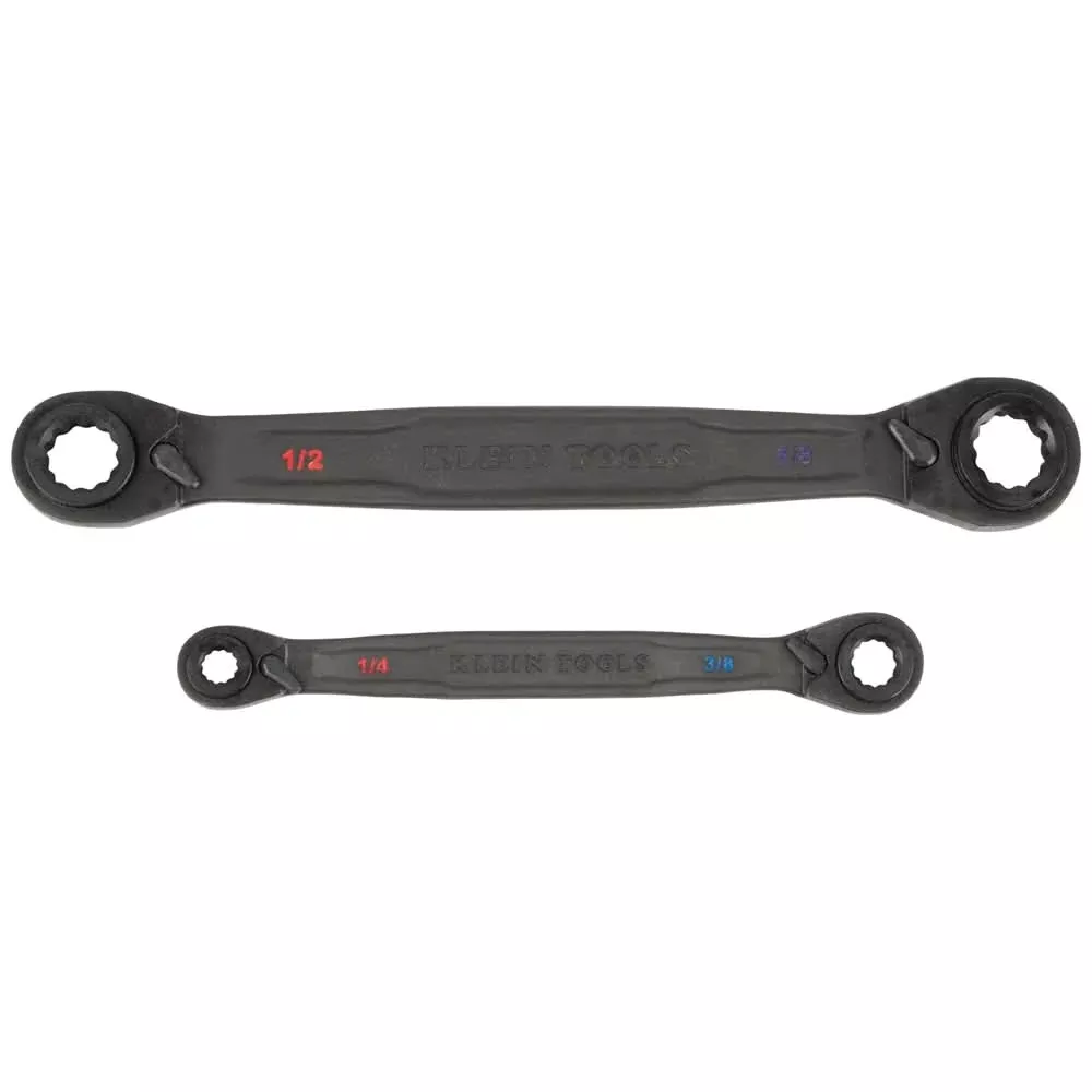 Klein Tools 68216 2-Piece 4-in-1 Ratcheting Wrench Set, SAE
