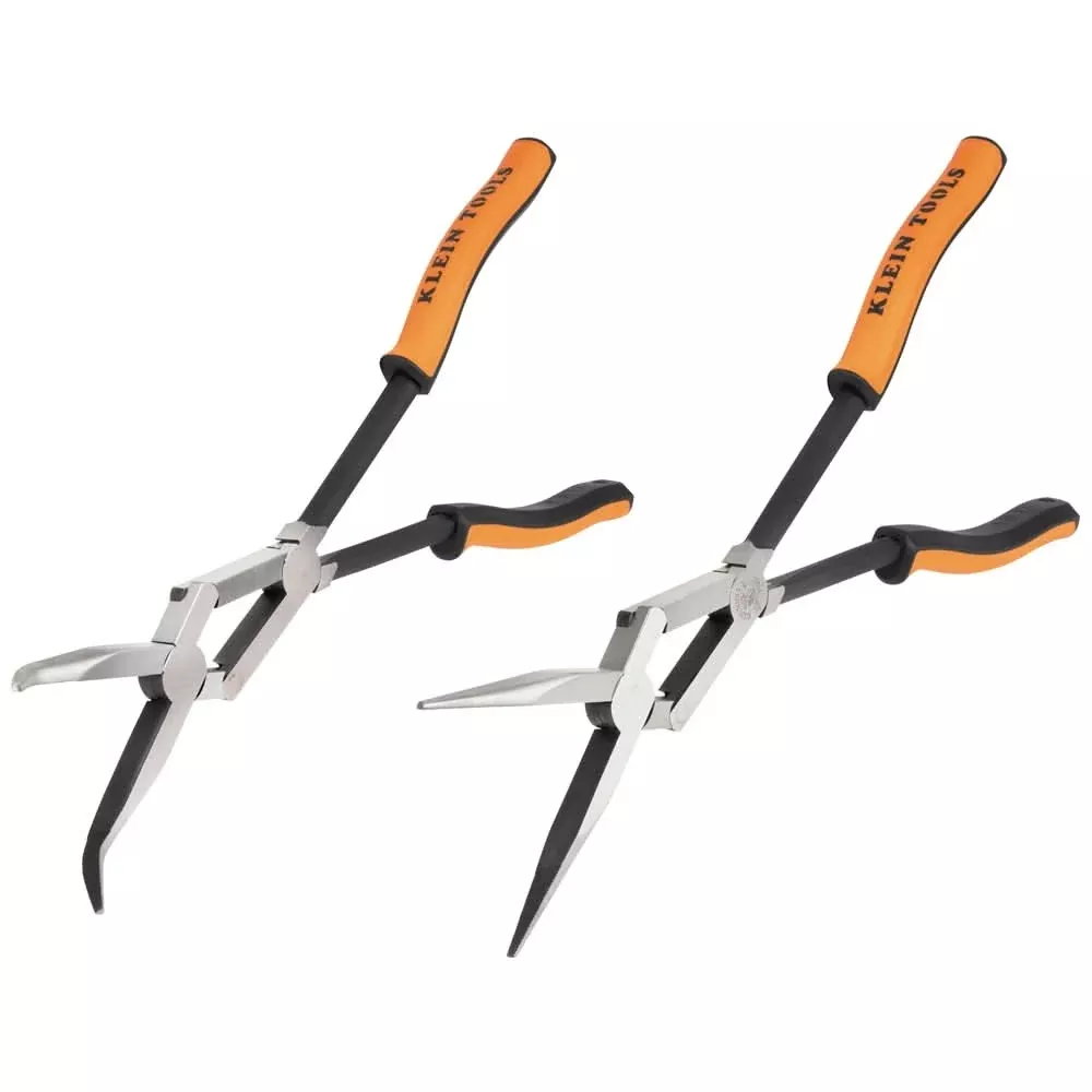 Klein Tools 71402 2-Piece Long Reach Needle Nose and Bent Nose Pliers Set, 13 in.