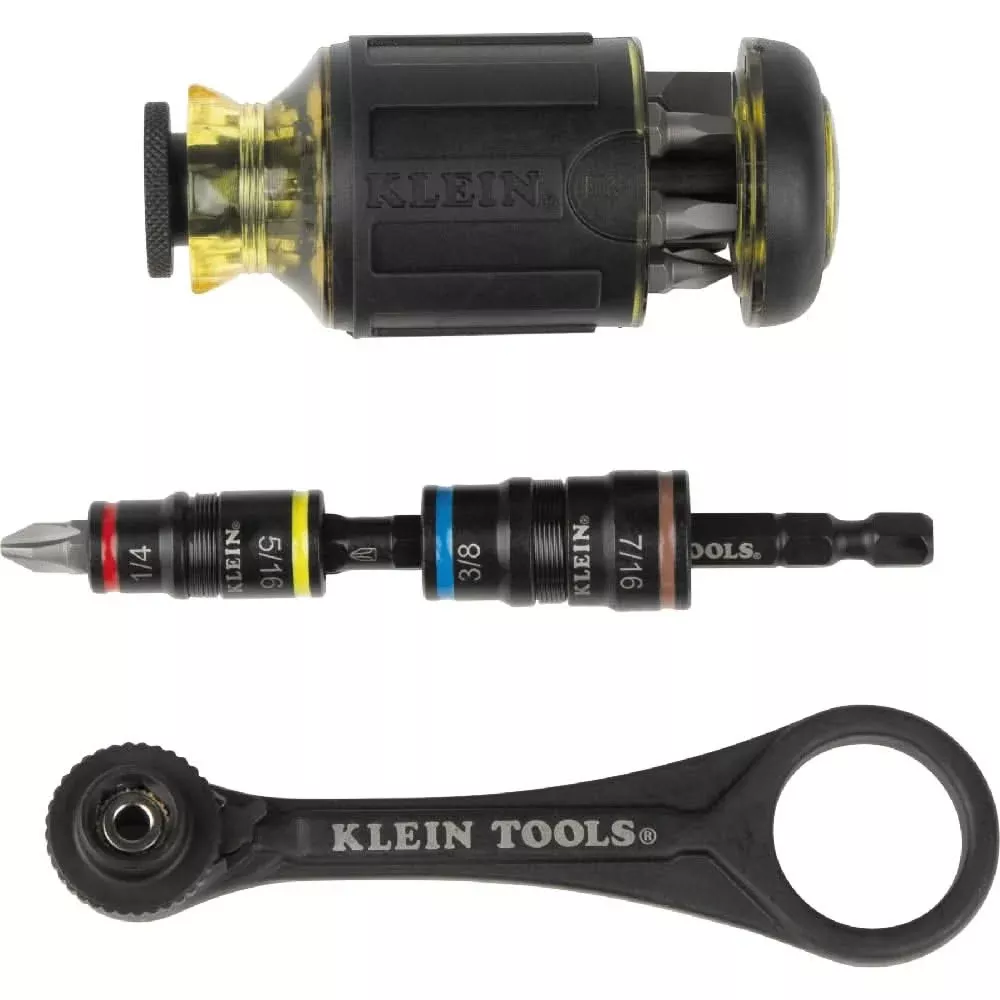 Klein Tools 85515HD 3-Piece Flip Socket, Mini Ratchet and Multi-Bit Driver Set