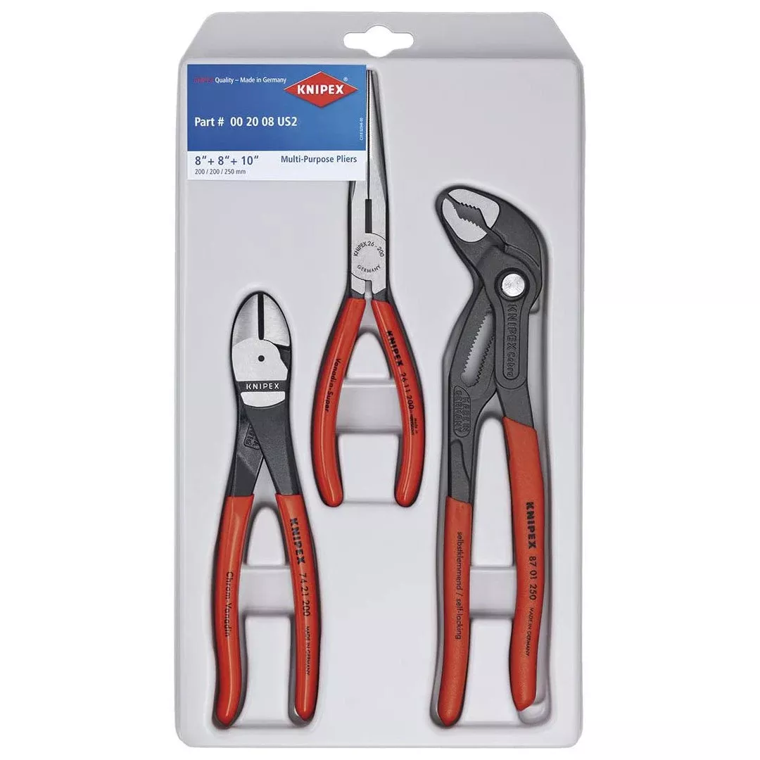 Knipex 3 PC. Multi-Purpose Plier Set (8", 8" & 10") 00 20 08 US2