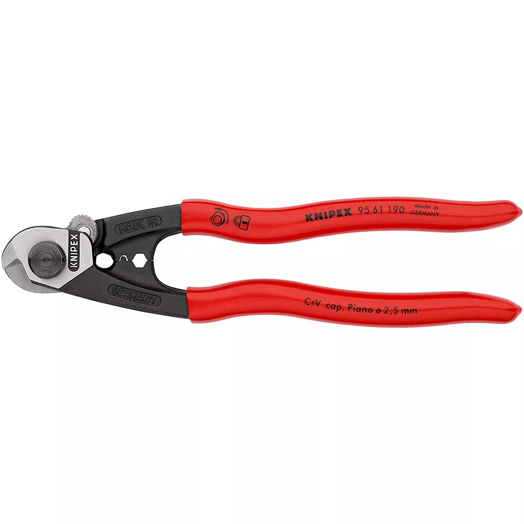 Knipex 7-1/2" Wire Rope Shears w/ Plastic Handle 95 61 190