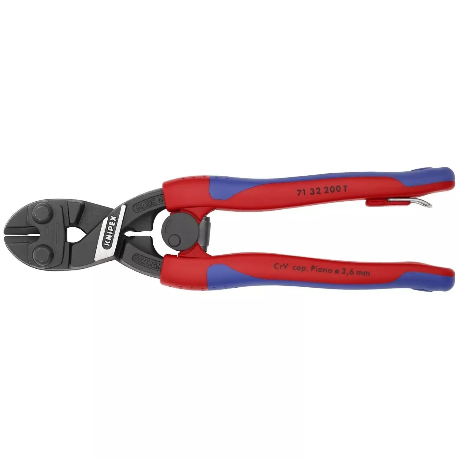 Knipex 71 32 200 T BKA CoBolt High Leverage Compact Bolt Cutter-Notched Blade-Tethered Attachment
