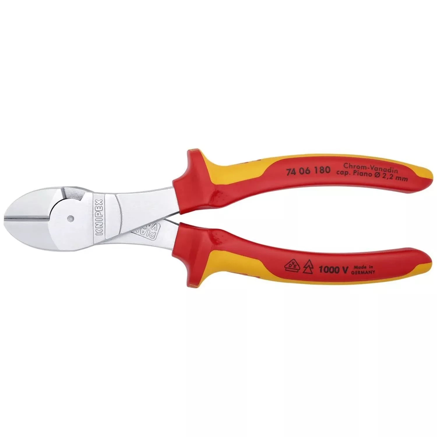 Knipex 74 06 180 High Leverage Diagonal Cutters-1000V Insulated