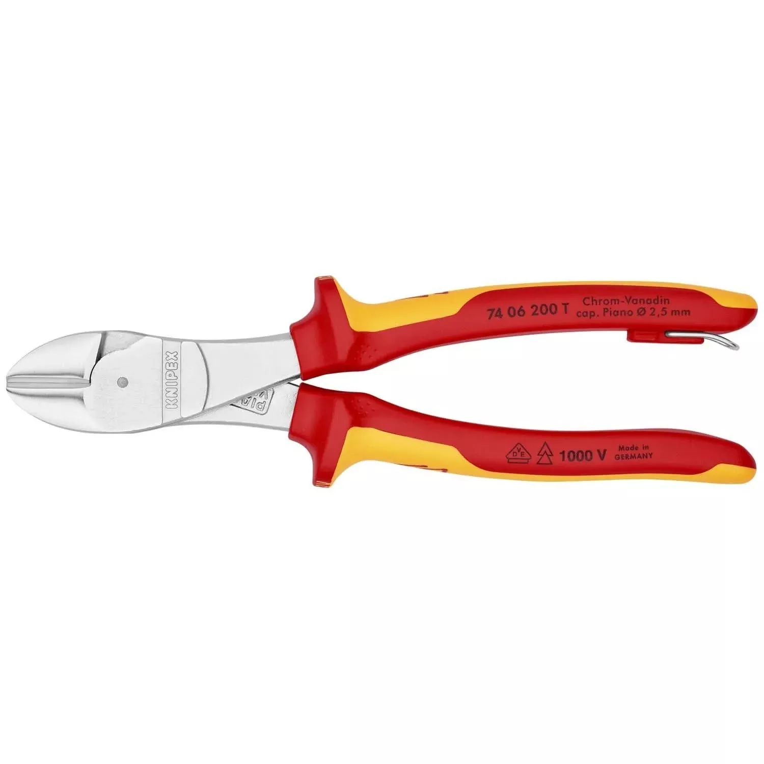 Knipex 74 06 200 T High Leverage Diagonal Cutters-1000V Insulated-Tethered Attachment