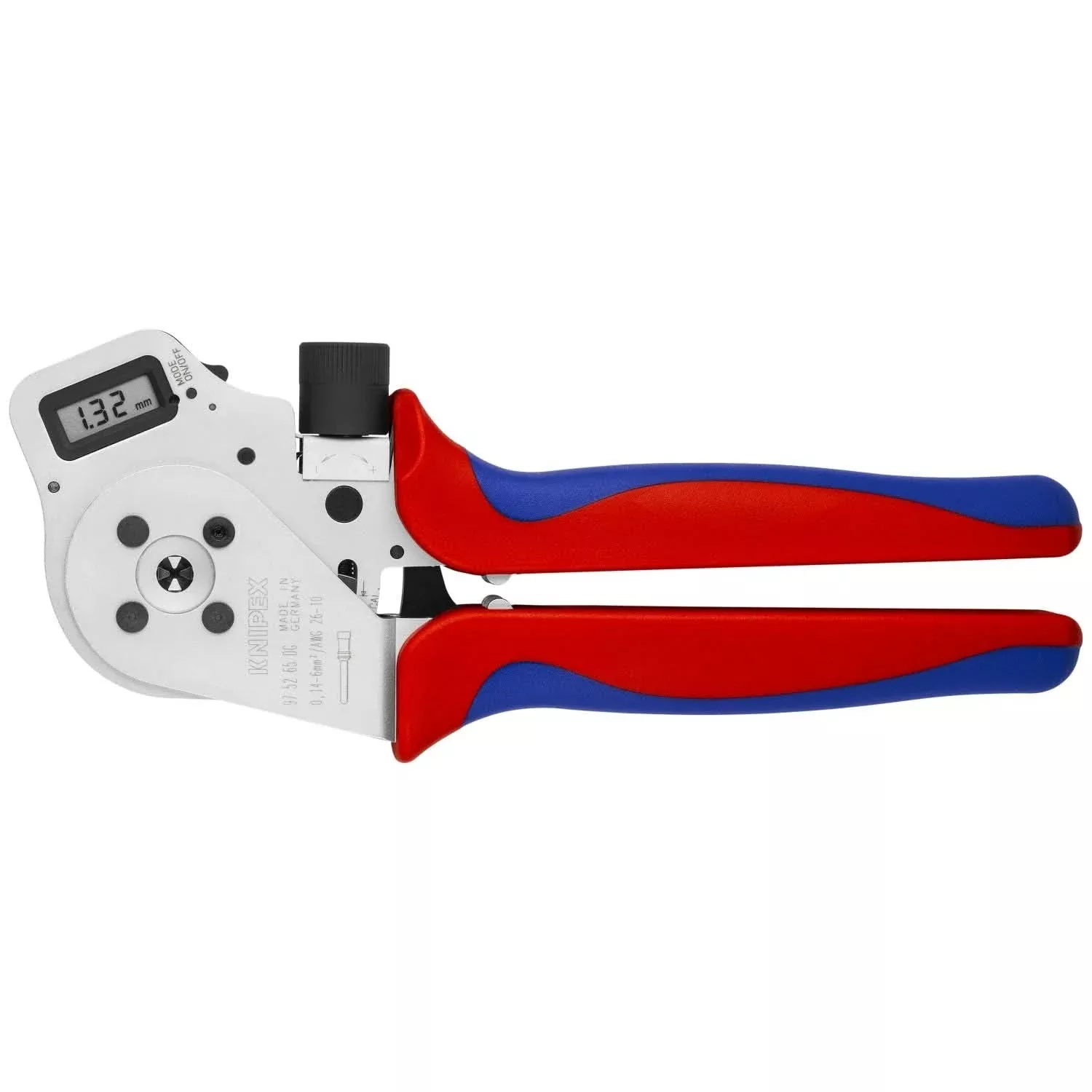 Knipex 97 52 65 DG Digital Crimping Pliers - Four-Mandrel For Turned Contacts