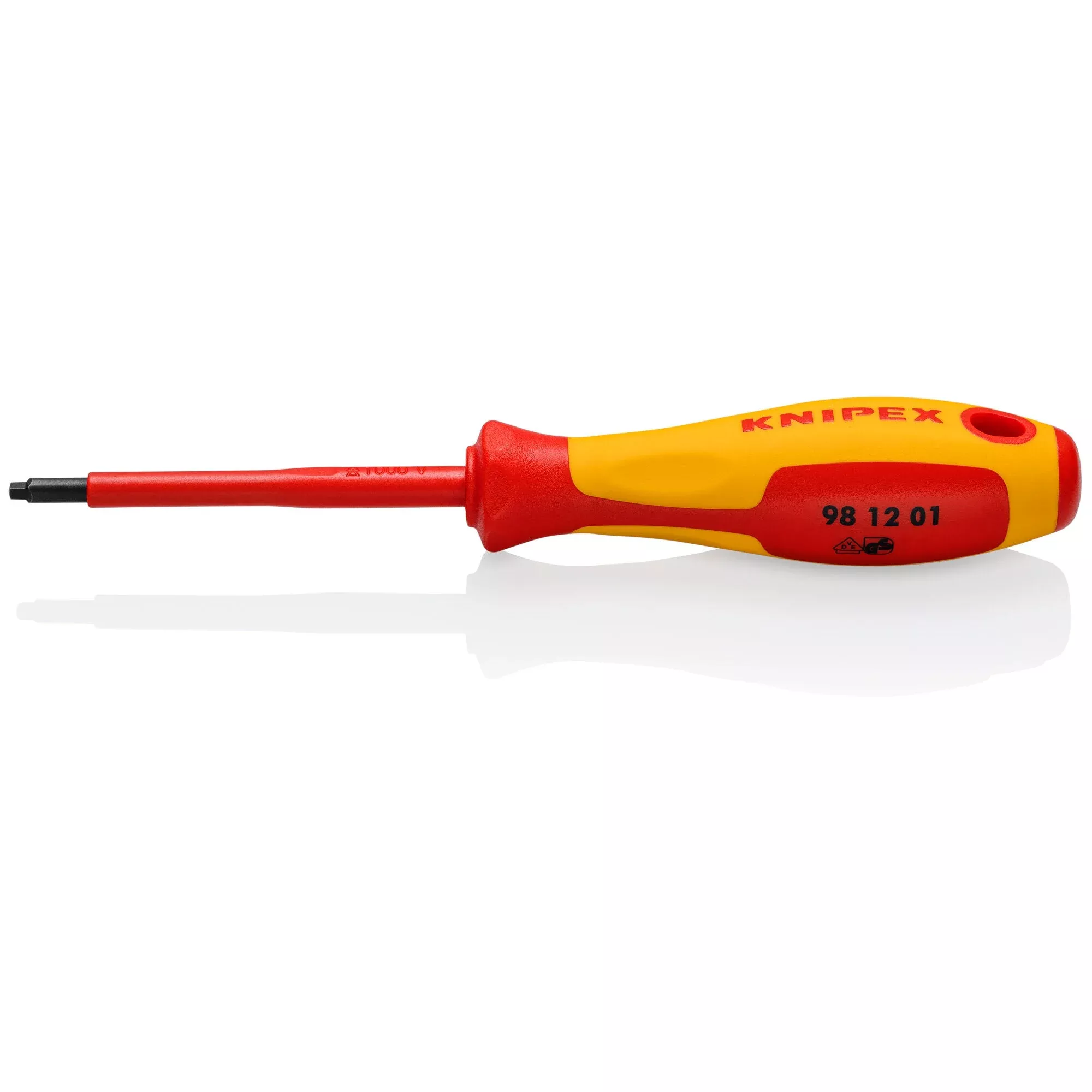 Knipex 98 12 01 Square Drive Screwdriver, 3 1/8"-1000V Insulated, R1