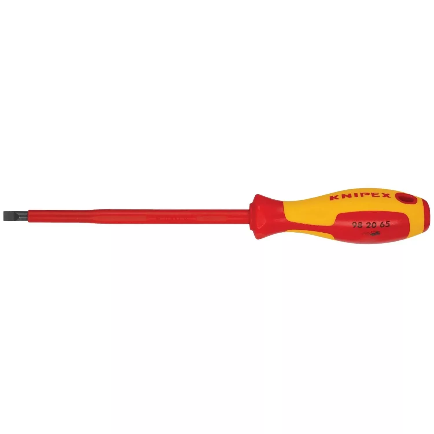Knipex 98 20 65 Slotted Screwdriver, 6"-1000V Insulated, 1/4" tip