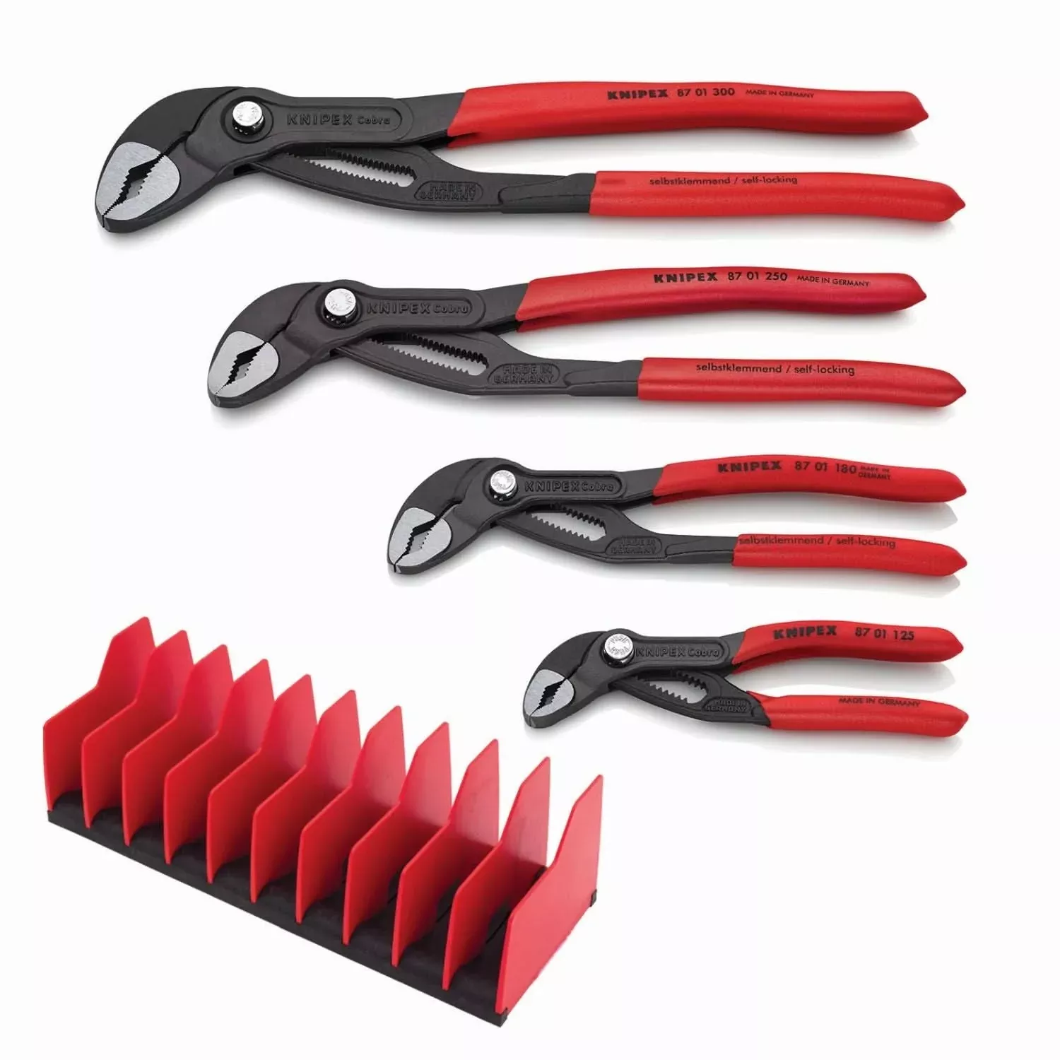 Knipex 9K 00 80 138 US 4 Pc Cobra Pliers Set with 10 Pc Tool Holder