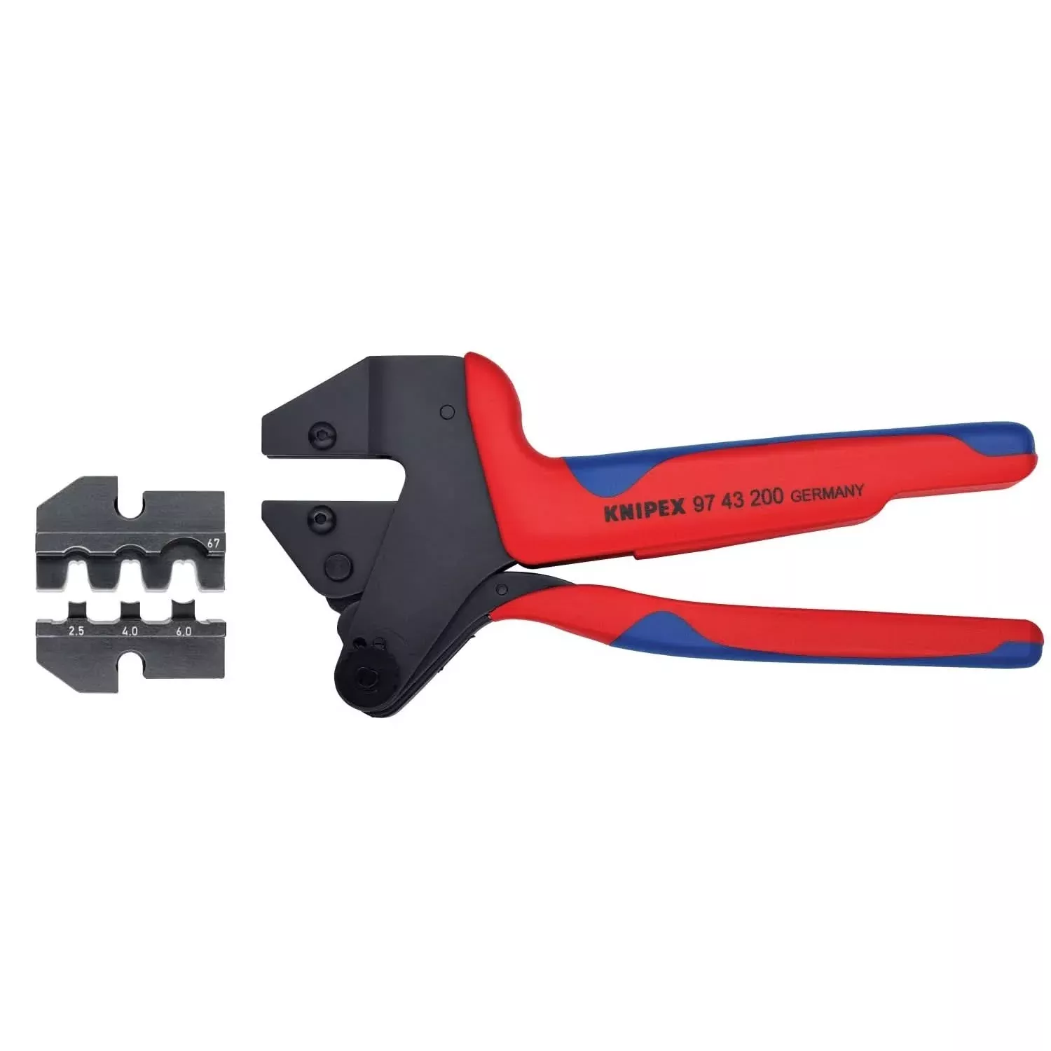 Knipex 9K 00 80 64 US Crimp System Pliers (97 43 200) and Crimp Die: Solar Connectors Suncon (Hirschmann): 2.5/4.0/6.0 10/11 (97 49 67) Packaged In A Protective Plastic Case