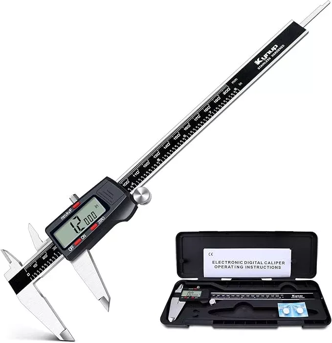 Kynup Digital Caliper, 8 Inch Micrometer Caliper Tool, Vernier Caliper with Stainless Steel Body, Large LCD Screen, Auto - Off Feature, Inch Metric Fraction Conversion (200mm)