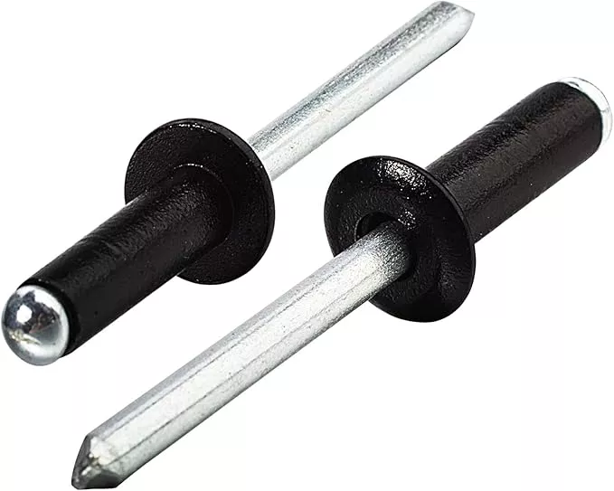 Linkup 100pcs pack 3/16" x 1" Black pop blind Rivets, 4.8mm x 25mm Black pop rivets,Aluminum Body Steel Mandrel Rivets (Black),Dome Head aluminum rivets