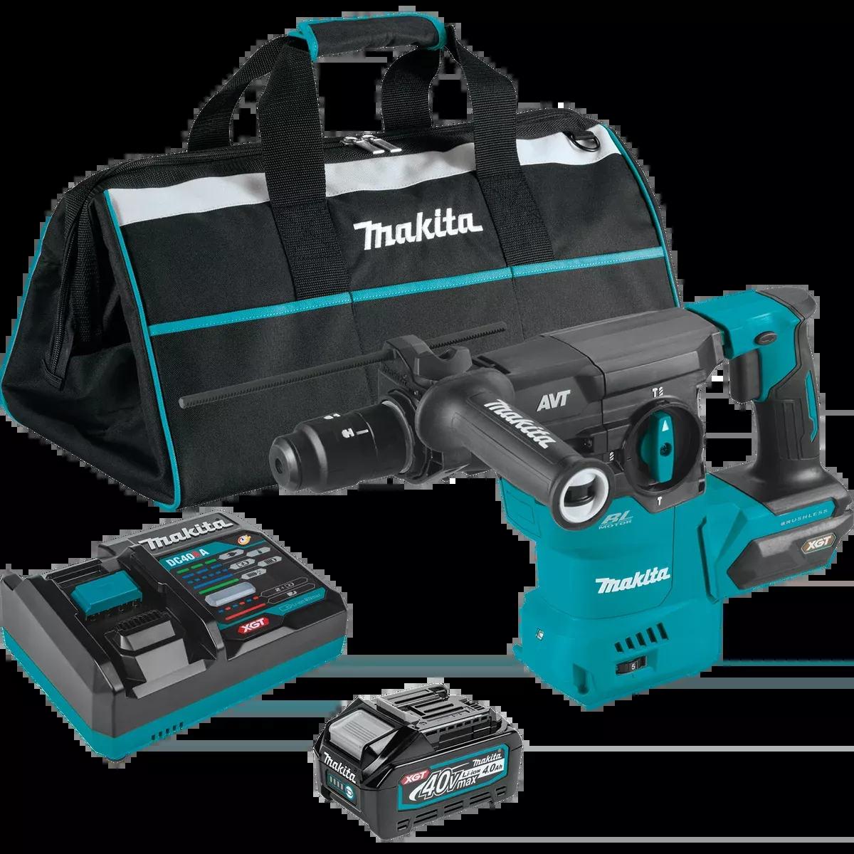 MAKITA 40V MAX XGT 1‑3/16" SDS‑PLUS AVT Rotary Hammer w/ Interchangeable Chuck Kit