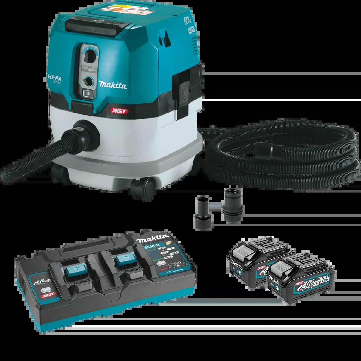 MAKITA 40V MAX XGT 2.1 Gallon HEPA Filter Dry Dust Extractor Kit
