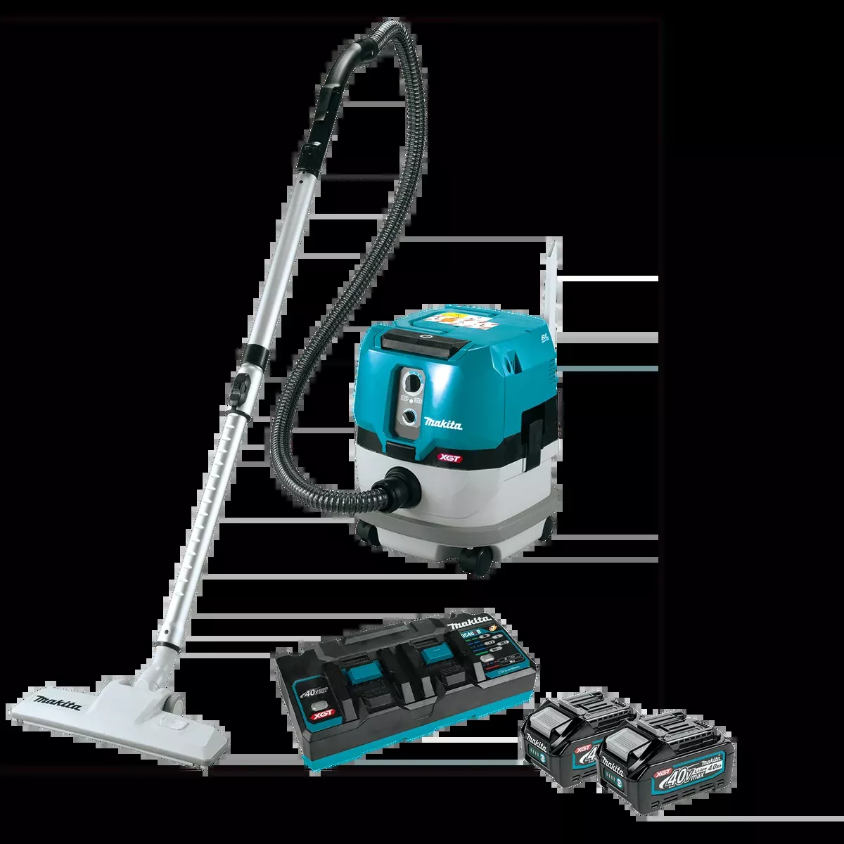 MAKITA 40V MAX XGT 2.1 Gallon Wet/Dry Dust Extractor/Vacuum Kit