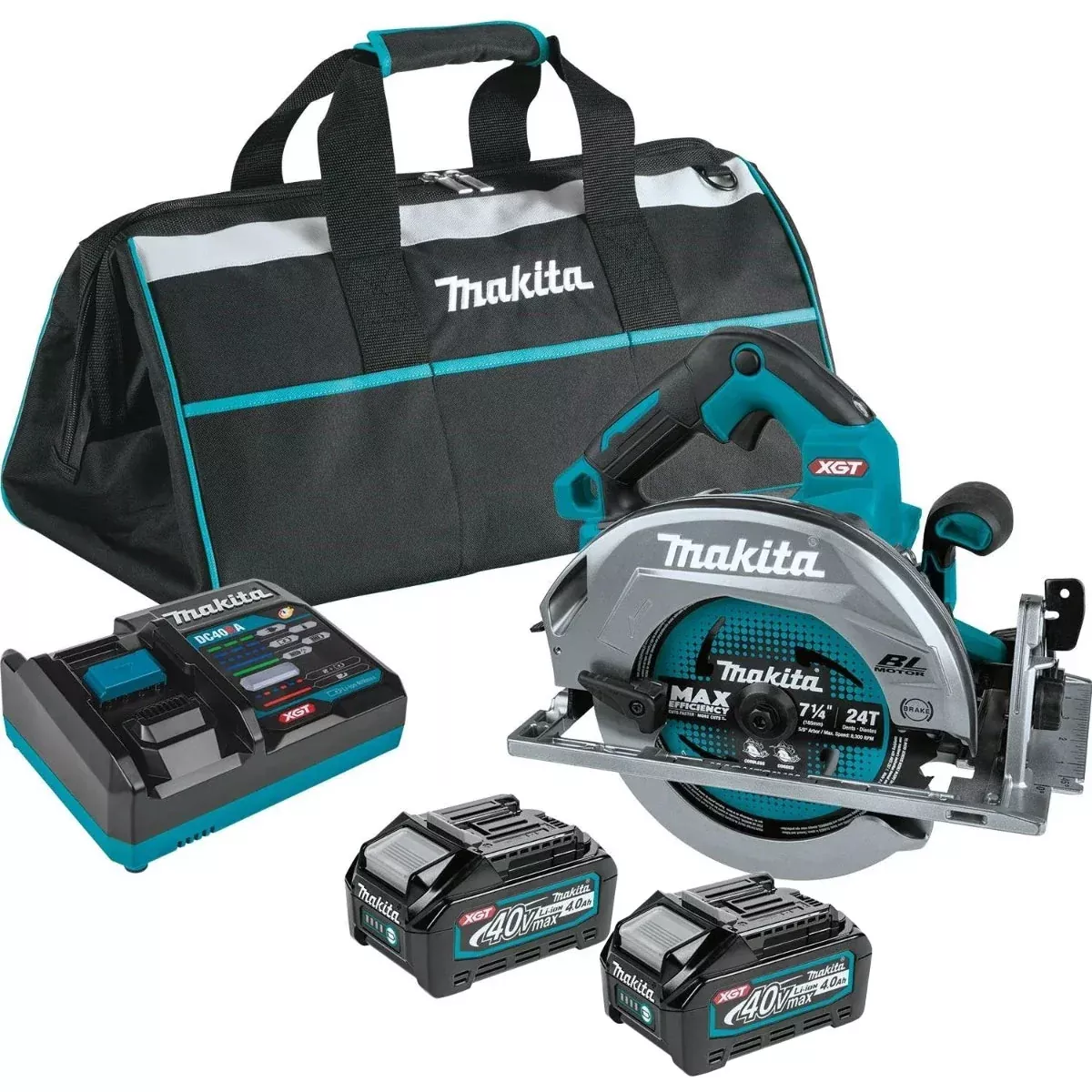 Makita 40V max XGT Brushless Cordless 7-1/4" AWSCircular Saw 4.0Ah Kit w/ 2-Batteries
