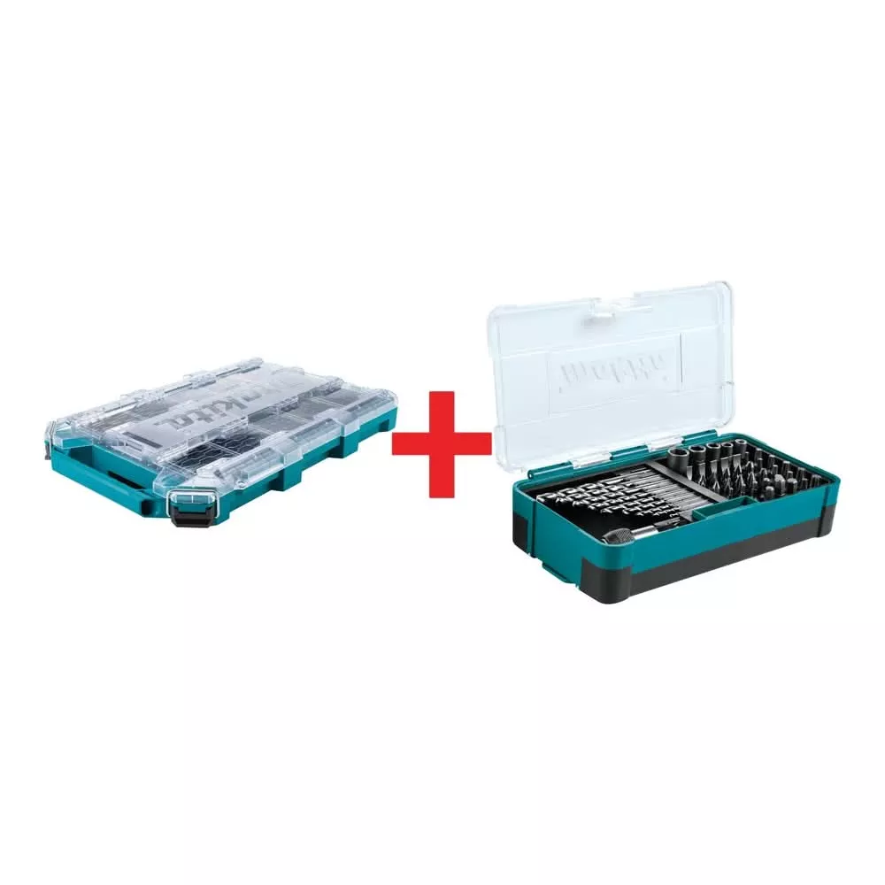 Makita MAKTRAK Low-Profile Medium Organizer with 48 Pc. Metric High Speed Steel Drill Bit, Screw BIt and Socket Set