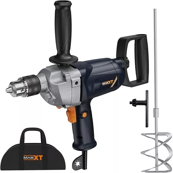MAXXT Drill Mixer Set with Spade Handle 1/2 inch Electric Corded Mixing Drill Machine 9A Motor Concrete Mud Mixer