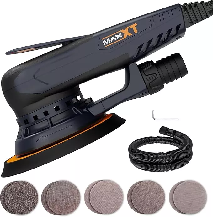 MAXXT Electric 2.5mm Random Orbital Sander Brushless 350W 3A Multi-function Variable Speed Electric Corded Orbital Sanders Machine with 10 Sanding Paper for Woodworking (R7303-2.5mmOrbit)