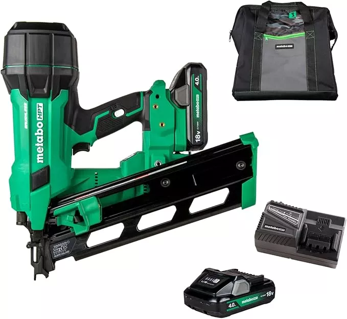 Metabo HPT 18V MultiVolt Cordless 21° Framing Nailer Kit, 3-1/2" Plastic Strip Framing Cordless Nailer, Power Tool with 4.0Ah Lithium Ion Battery, Drives 2" to 3-1/2" Nails, NR1890DRA