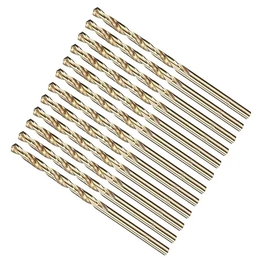 METALLIXITY Drill Bit (#21) 12Pcs, M2 High-Speed Steel Micro Number Bits Spiral Flute 135°Point Tip Gold Finish for Stainless Steel Iron Copper Aluminum Hard Metal