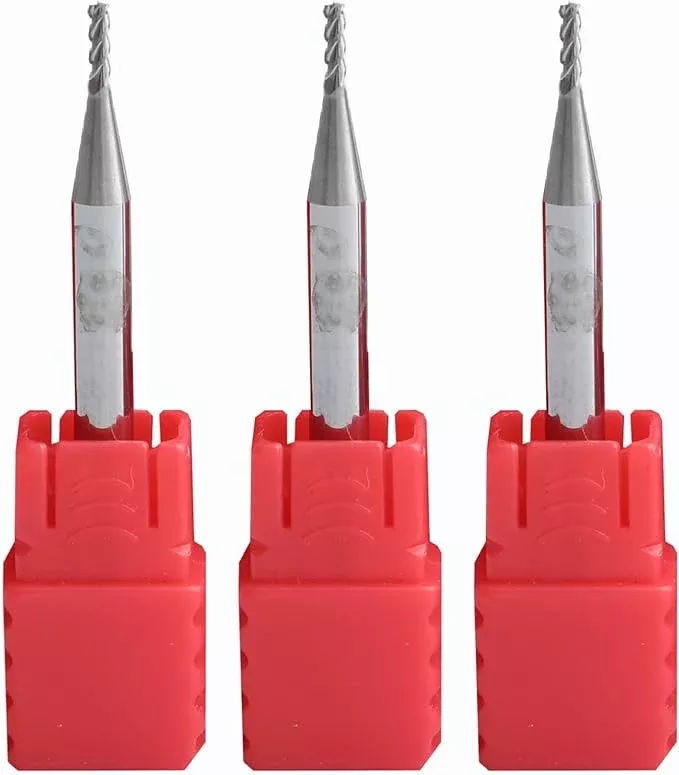 Metric Micrograin Carbide Square End Mill 2 Flute 3 PCS 0.4MM 【 ≈0.01575 inch】 HRC55° for Milling Alloy Steels Hardened Steel, Metal & More Mill Bits Sets for Professionals & DIYers