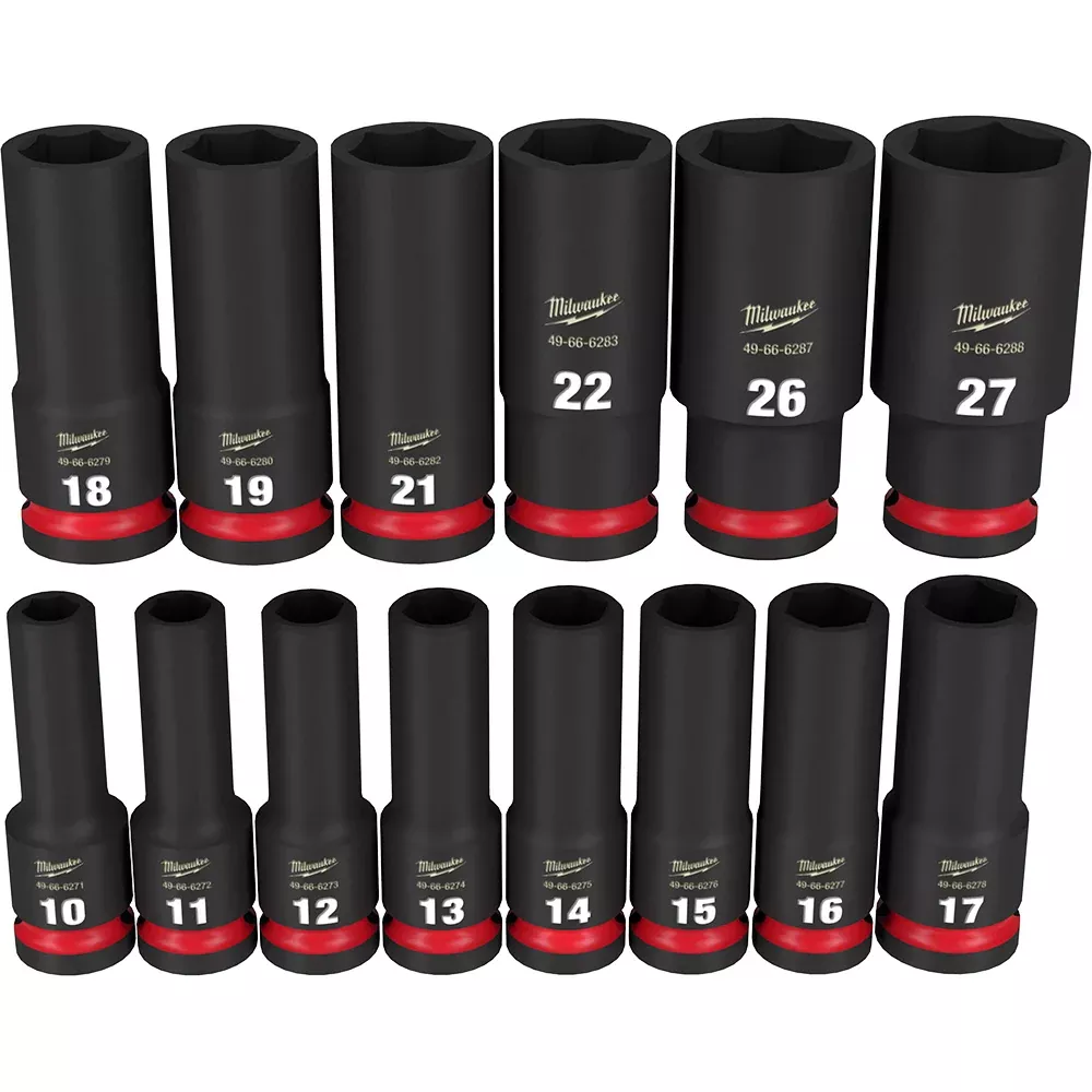 Milwaukee 14PC SHOCKWAVE™ Impact Duty 1/2" Drive Metric Deep 6 Point Socket Set