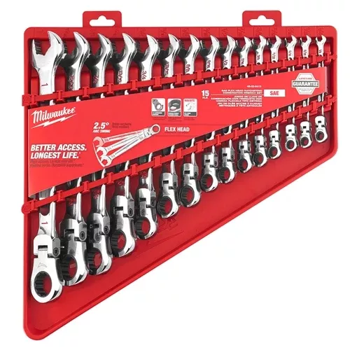 Milwaukee 15 Piece SAE Flex Head Ratcheting Combination Wrench Set 48-22-9413