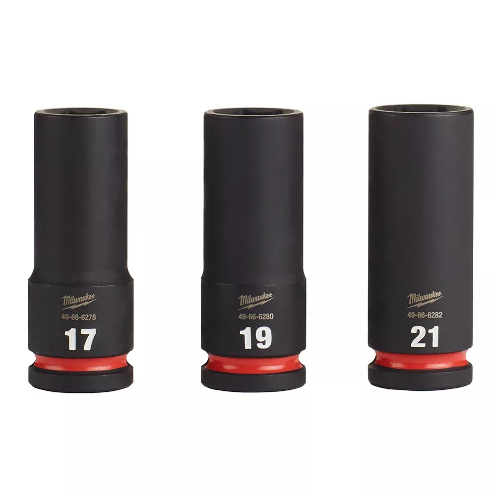 Milwaukee 3PC SHOCKWAVE™ Impact Duty 1/2" Drive Metric Deep 6 Point Socket Set