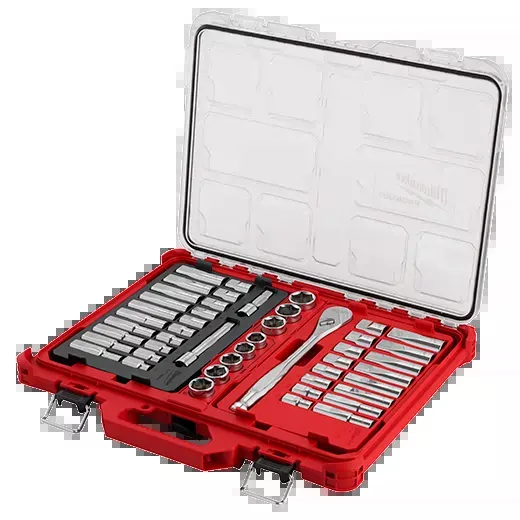 Milwaukee 47pc 1/2" Drive Ratchet & Socket Set with PACKOUT™ Low-Profile Organizer