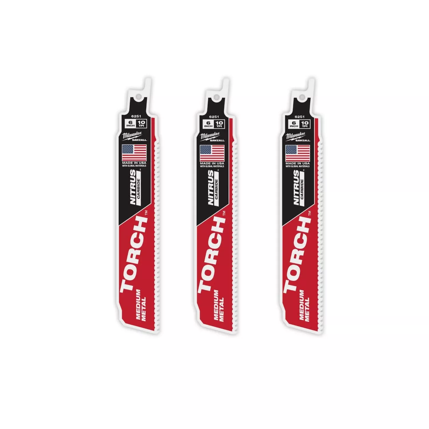 Milwaukee 48-00-63516" 10TPI The TORCH with NITRUS Carbide Teeth for Medium Metal 3PK